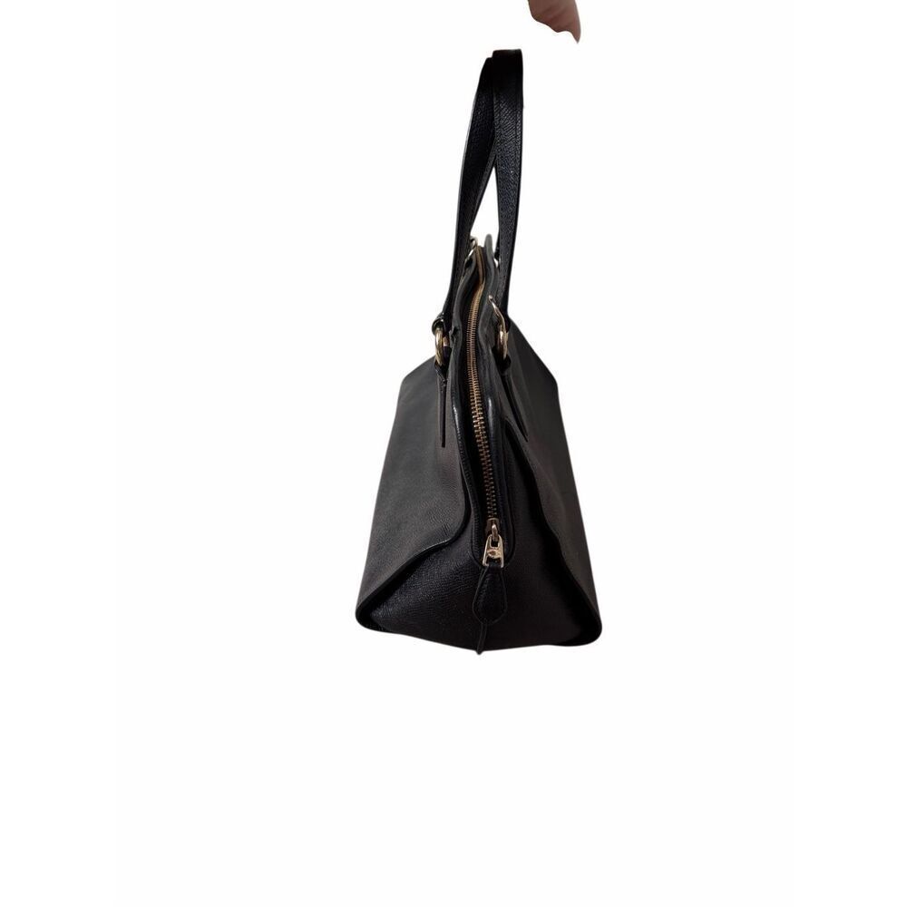 Coach Satchel Purse Bag Pebbled Leather Black - Picture 7 of 12